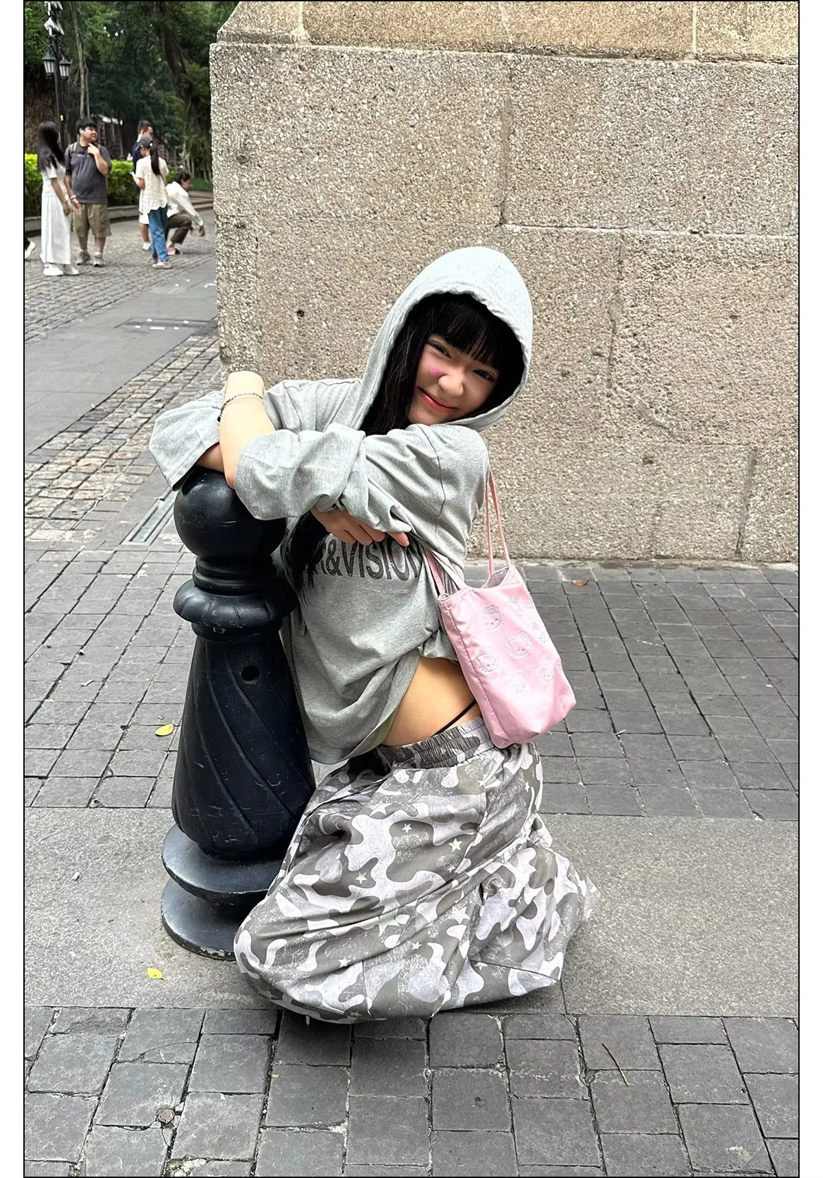 Vintage Star Print Hoodie Women Y2K Grey Oversized Sweatshirt Long Sleeve Casual Streetwear Top Loose Fit Pullover Harajuku