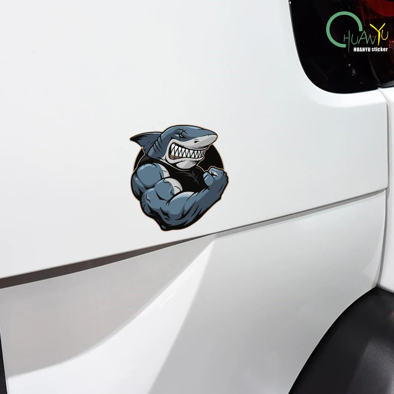 Muscle Shark Fun Creative for Fitness People Car Sticker Scratch Cover Body Decoration Decal - view 4