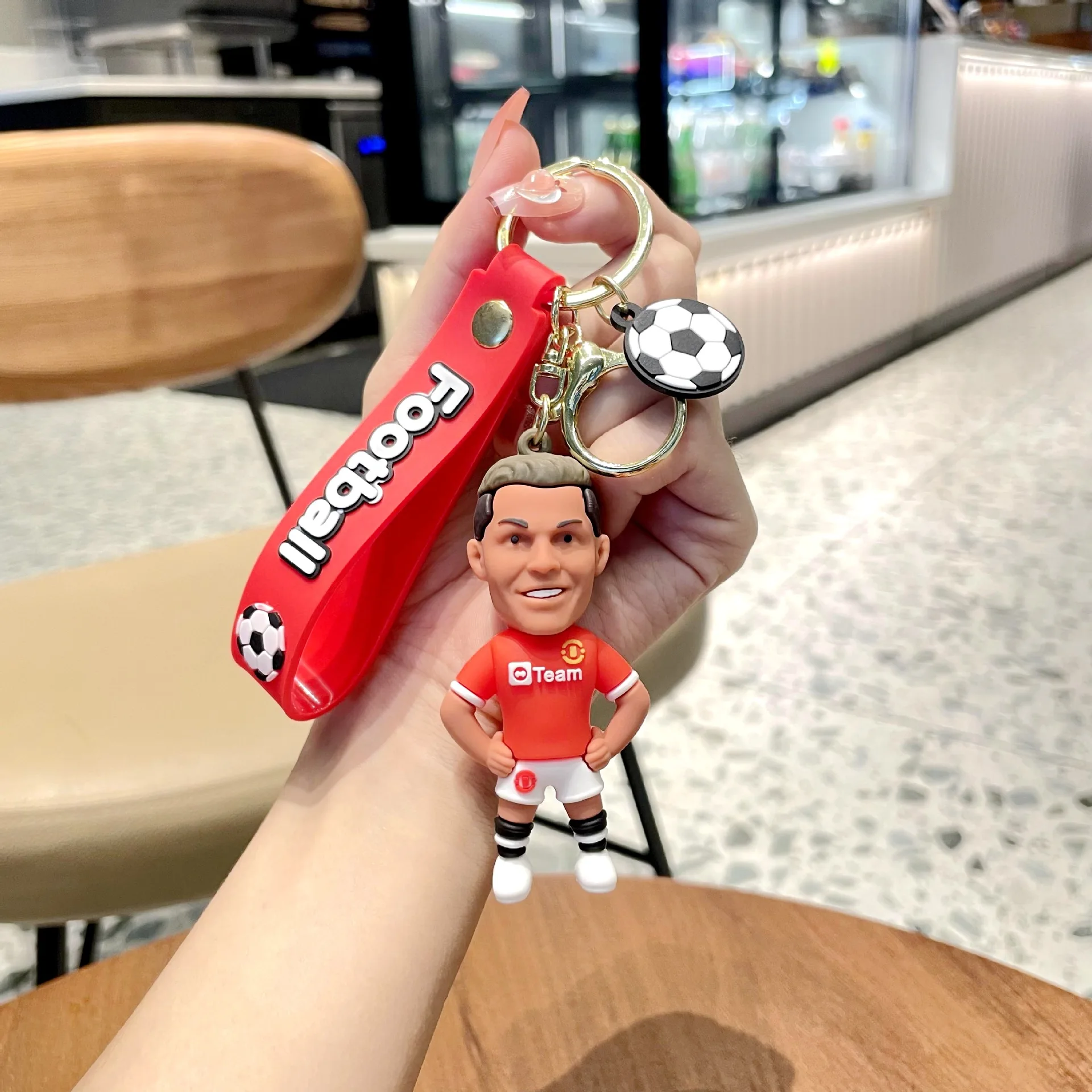 サッカースターロナウドフィギュアキーホルダージュエリーバッグ