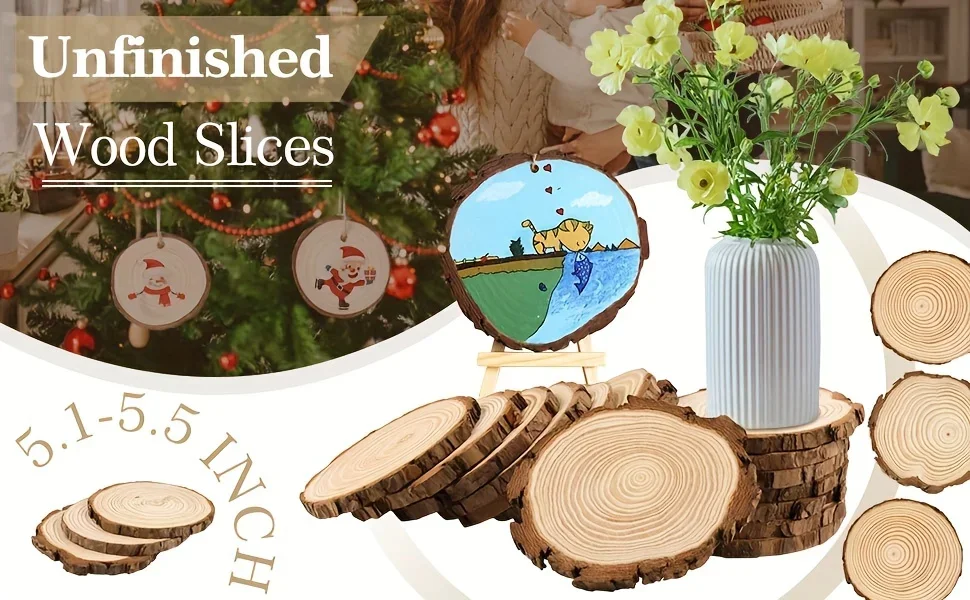 Rondelles De Bois Avec Trou - Lot De 50 - Diamètre 7,5 Cm - Pour Déco Mariage, Noël, Bricolage