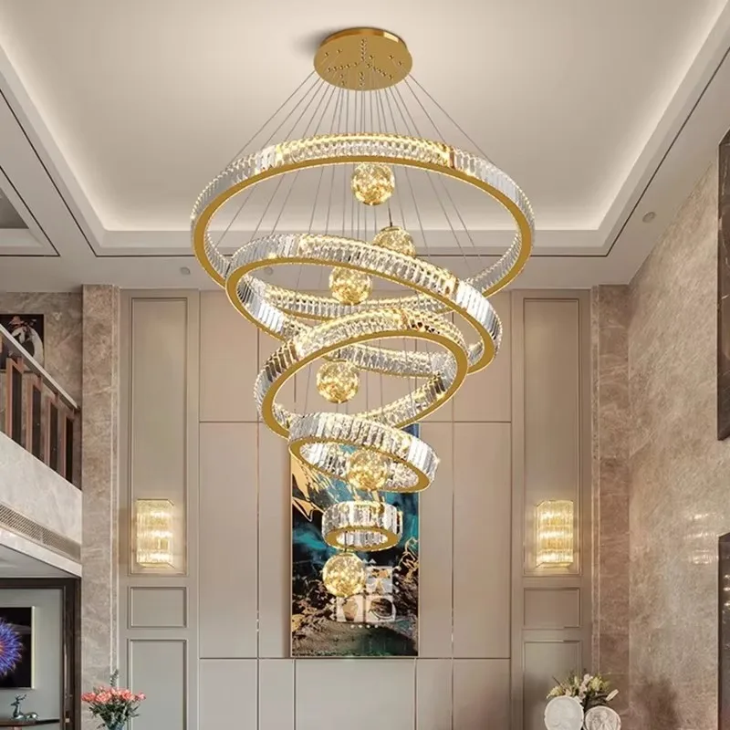 

Modern LED Ring Staircase Living Room Villa Chandelier Home Decoration Pendant Light Home Decor Luxury Indoor Lighting Fixtures