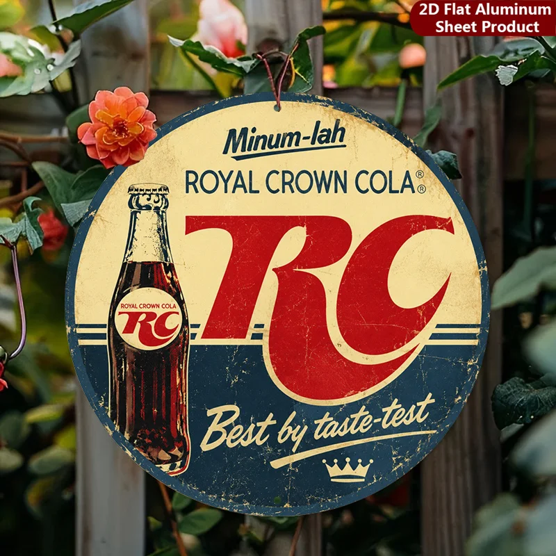 2D Flat, 1pc, Vintage Royal Crown Round Sign, Retro Cola Design Vintage Decorative Plaque, Nostalgic Soda Art Porch Decorations,