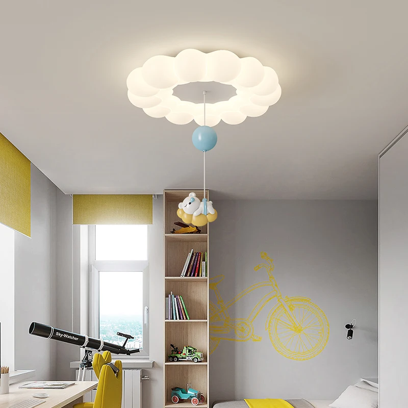 Creative Bubble Chandelier Light PE Lampshade Balloon Hanging Lamps Bear Lights Children's Room Ceiling Lamp for Girl Boy Kids