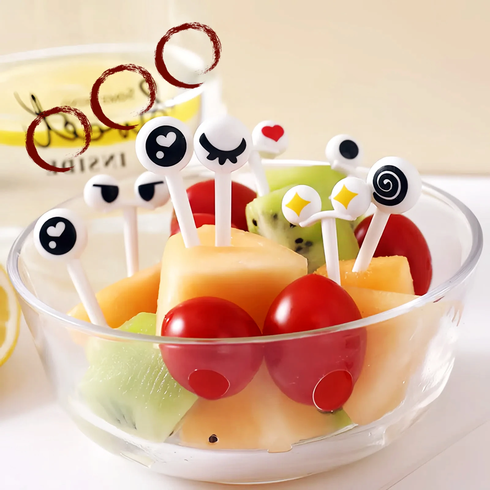 

10pcs/box Food Grade Plastic Mini Cartoon Fruit Fork Cake Fruit Toothpick Lunch Box Accessories Party Food Decoration