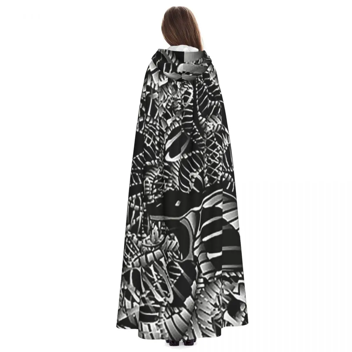 Capa larga con capucha abstracta de serpiente Cobra, disfraz Medieval de bruja, capa de Cosplay, abrigo de Halloween para adultos, Unisex