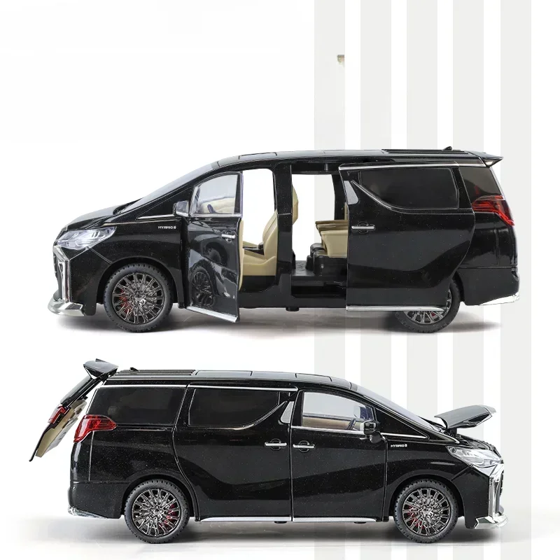 Modelo de coche de aleación 1:24 Toyota Alphard MPV con luz de sonido de llave, vehículo de juguete fundido a presión, colección de niños, regalo en miniatura Voiture