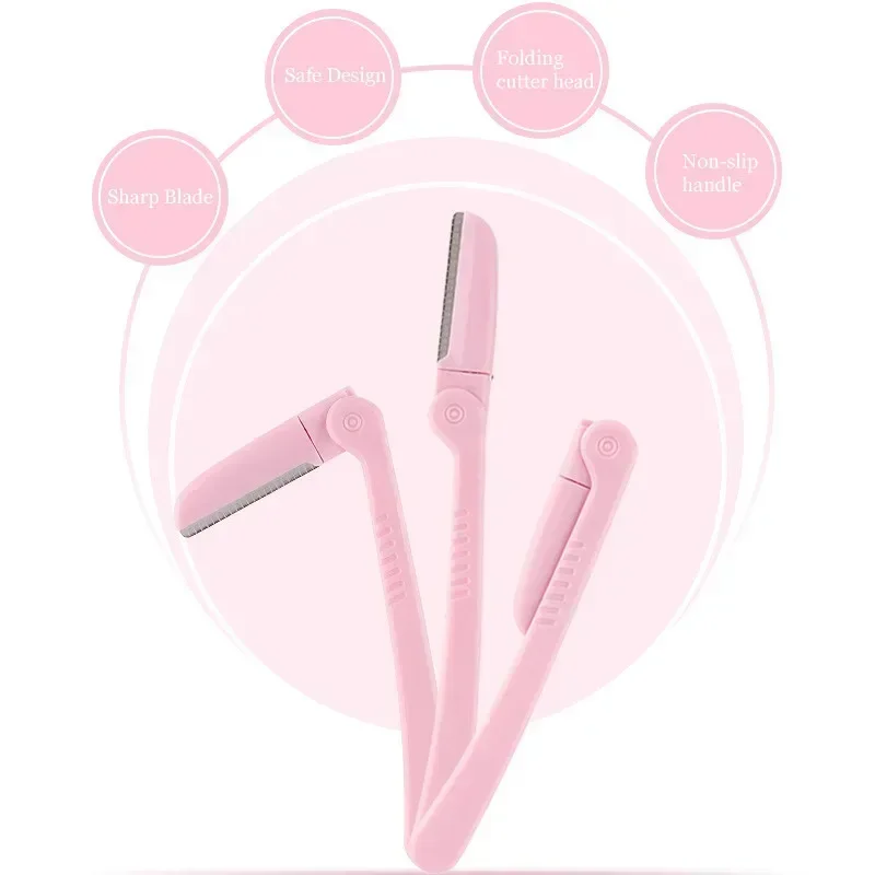3 Pz/set Rosa Pieghevole Rasoio Sopracciglia Ascella Rasoio Per Capelli Bellezza Viso Eye Brow Shaper Rasoio Sicuro Ladies Viso Rasoio Sopracciglio Trimm