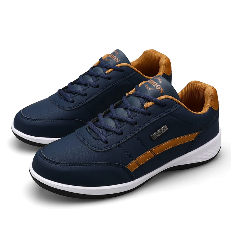 Mens Walking Shoes Leather Casual Outdoor Lightweight Running Shoes for Men Big Size Non-Slip Lightweight Flat Sneakers Men