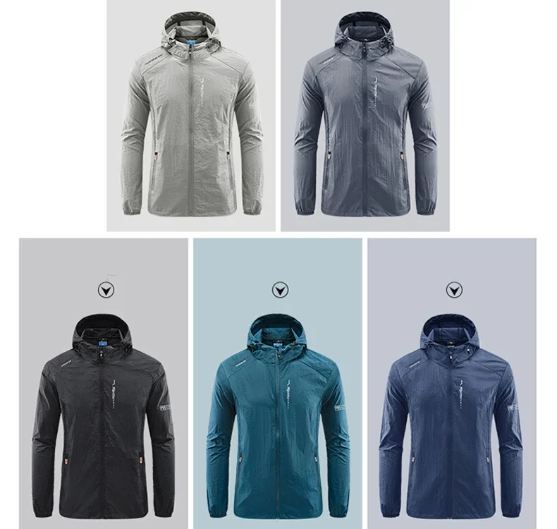 UPF50+ Summer Outdoor Quick Dry Sun-Protective Thin Jacket Men Hiking Fishing Cycling Hooded Gym Sport Ultra Light Windbreaker 147 S008ba77bf3e9422a8a7ff4431f020327s