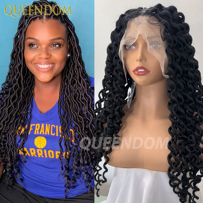 Full Lace Wigs Dreadlock Synthetic Curly Wave Cornrow Braided Wigs 22