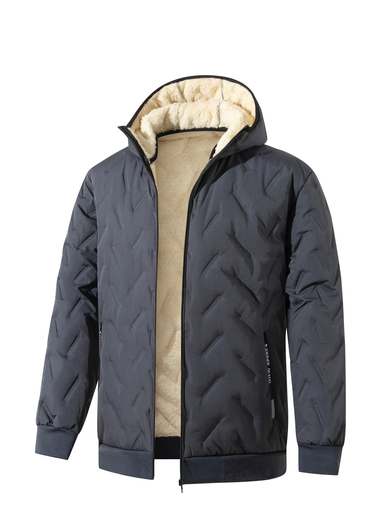 Winter Herren Fleece Baumwolljacke mit Kapuze Herren Windbreaker mit Kapuze Baumwolljacke Winterbekleidung Herren Winterjacke Arbeitskleidung – Detail 9