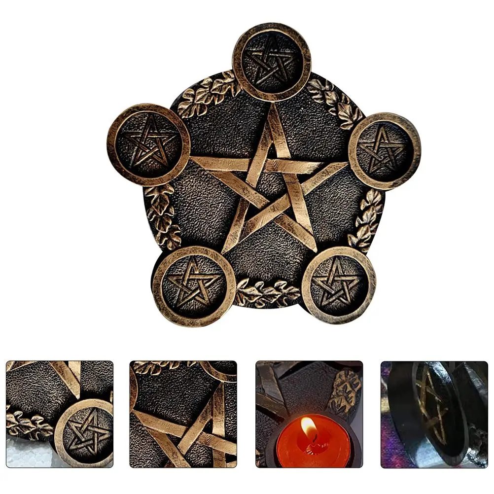 Pentagram C Altar Sacrifice C leholder Prop nament Decoration Desktop C leholder Sacrifice Prop Bronze Pentacle