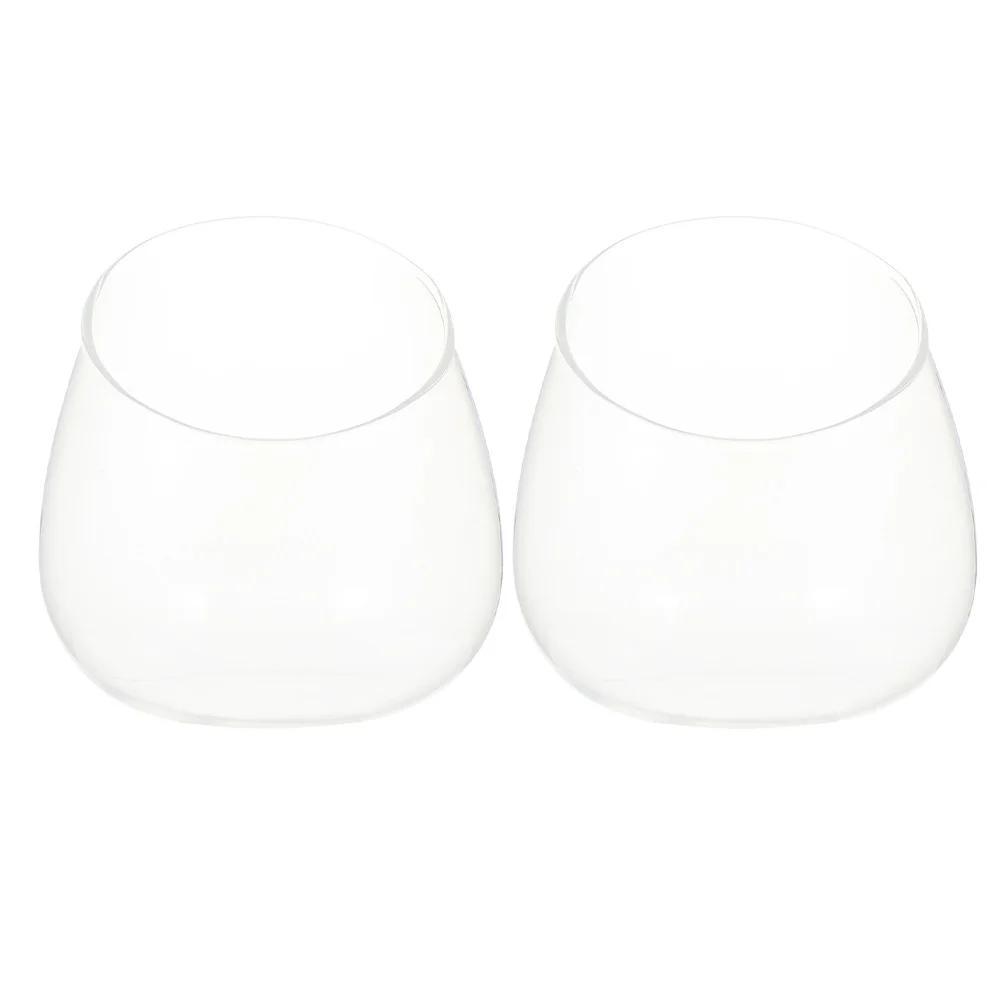 

2Pcs Glass Terrarium Vase Clear Bubble Bowl Slant Design for Succulents Flowers Holder Living Room Bedroom Decor