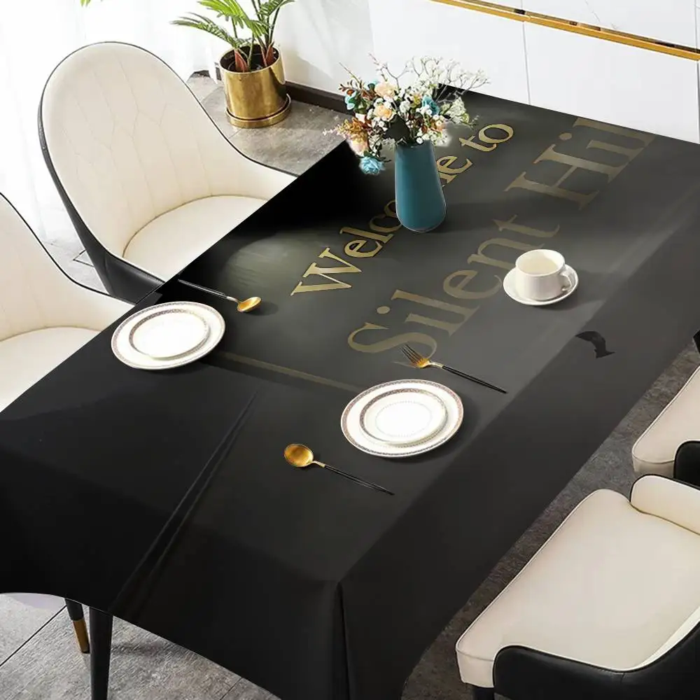 S-SilentS Hill لعبة مفرش طاولة مستطيلة وصمة عار مفرش المائدة Oilcloth رف ميسا كتيمة مفرش المائدة الديكور