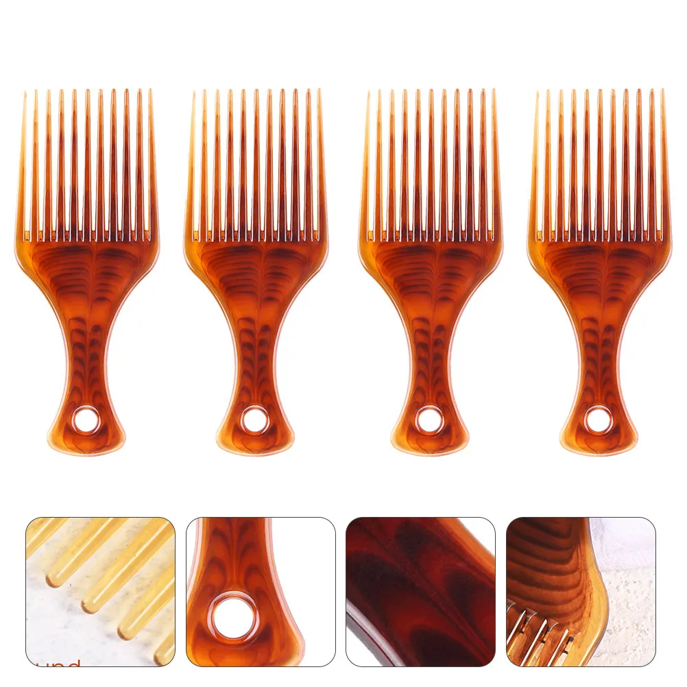 

4Pcs Wide Tooth Plastic Hair Pick Combs Comfortable Anti-Static Hair Styling Comb for Curly Afro Braid Detangling