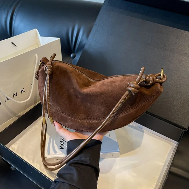 فو الجلد المدبوغ سوبر شعبية المتخصصة حقيبة كتف من جلد الغزال للنساء 2025 رائجة البيع حقائب كروسبودي واحدة تحت الإبط زلابية أكياس حلوة #4