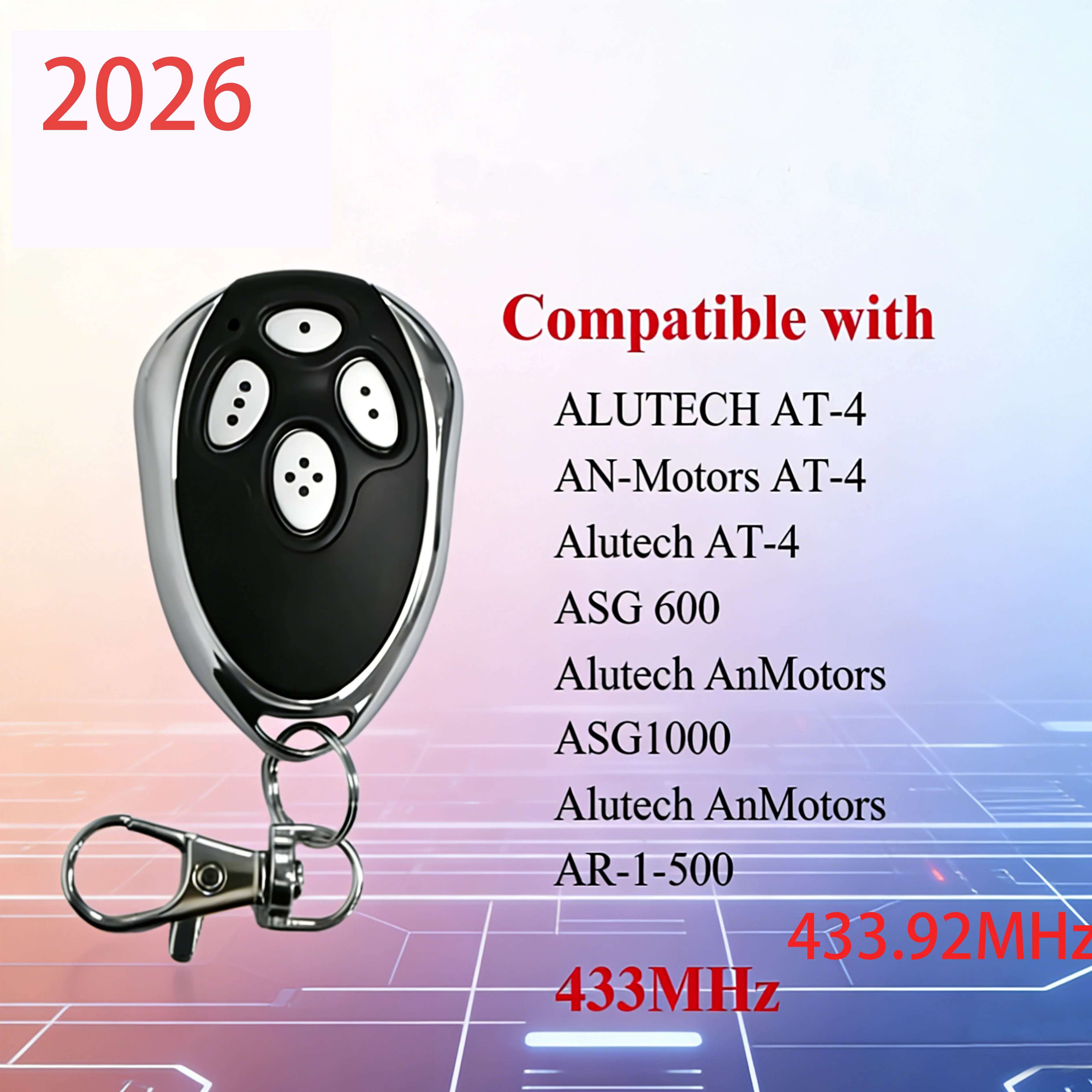 ALUTECH AT-4 AN-Motors AT-4 433.92MHz Rolling Code Remote Key Fob Replacement for ASG600 ASG1000 Garage Gate Opener Transmitter