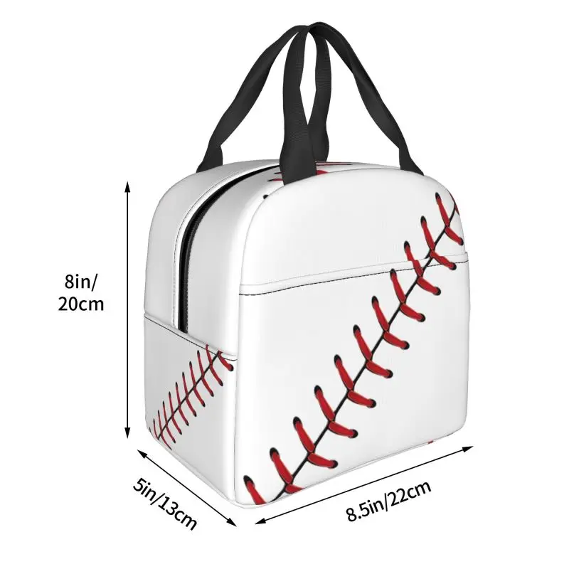 Softball Baseball Lace Lunch Box Thermal Cooler Food Insulated Lunch Bag for Kids School Children Portable Picnic Tote Bags