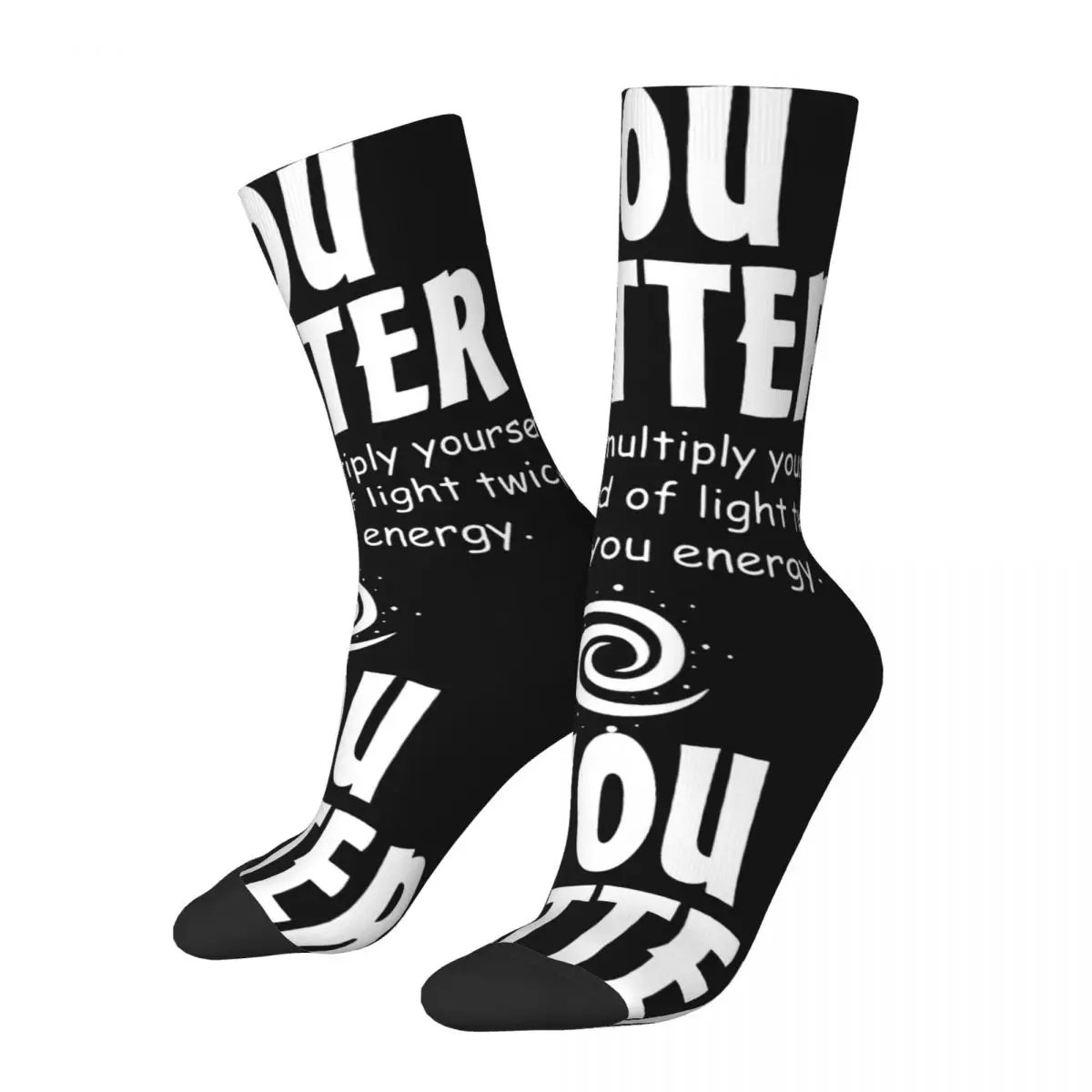 Funny Happy You Matter You Energy Men's Socks Retro Harajuku Science Equation Formula Hip Hop Novelty Pattern Crew Crazy Sock