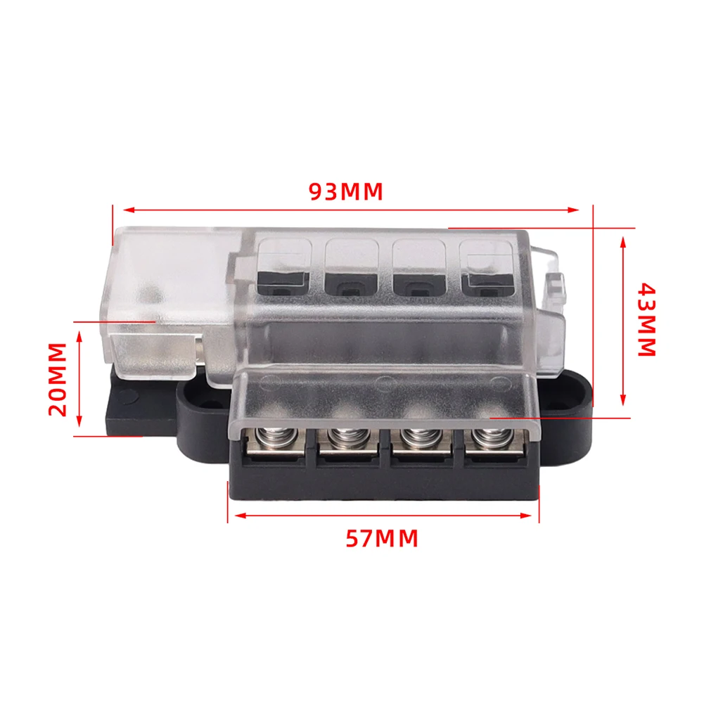 Car 4-Way Blade Fuse Box With Protection Cover 100A 32V 1 In 4 Out Standard Circuit Fuse Holder Screw Terminals For Auto Truck