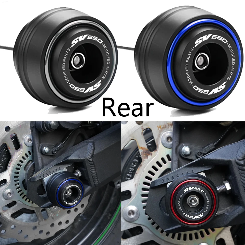 Image of Für Suzuki SV650X SV650S SV650 SV650 X S SV650 1999-2023 2024 2025 Motorrad Hinterrad Achse crash-schutz Pad Zubehör