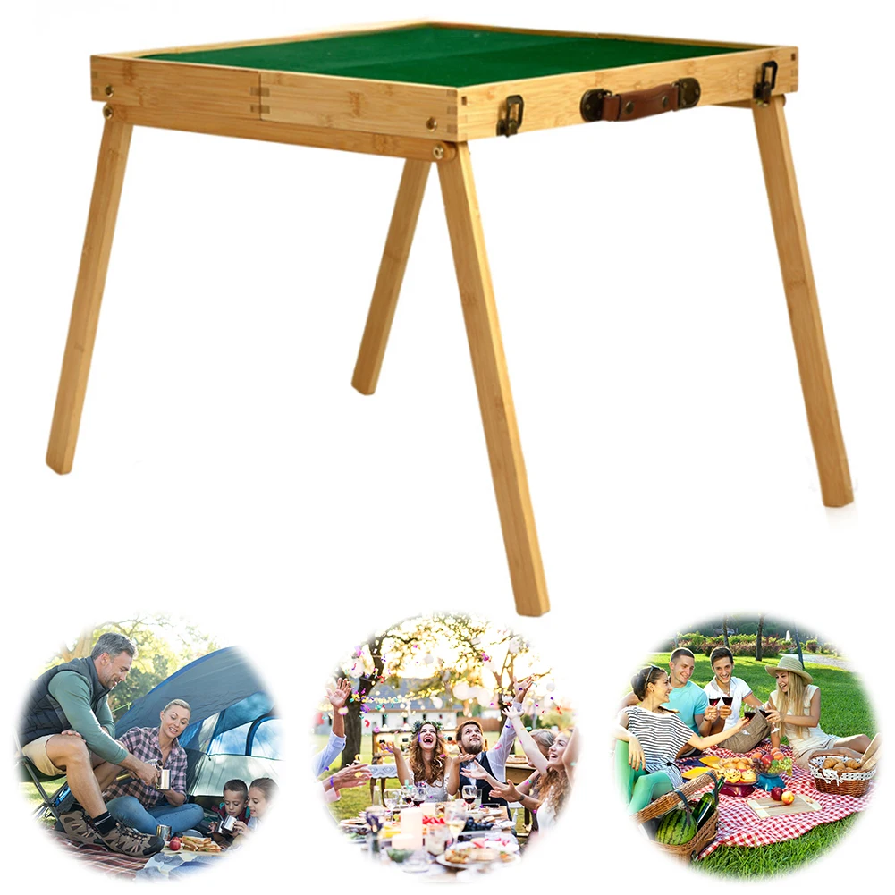 Outdoor Folding Mahjong Table with Travel Mini Mahjong Set Portable Mahjong Game Kits for Outdoor Camping Dormitory