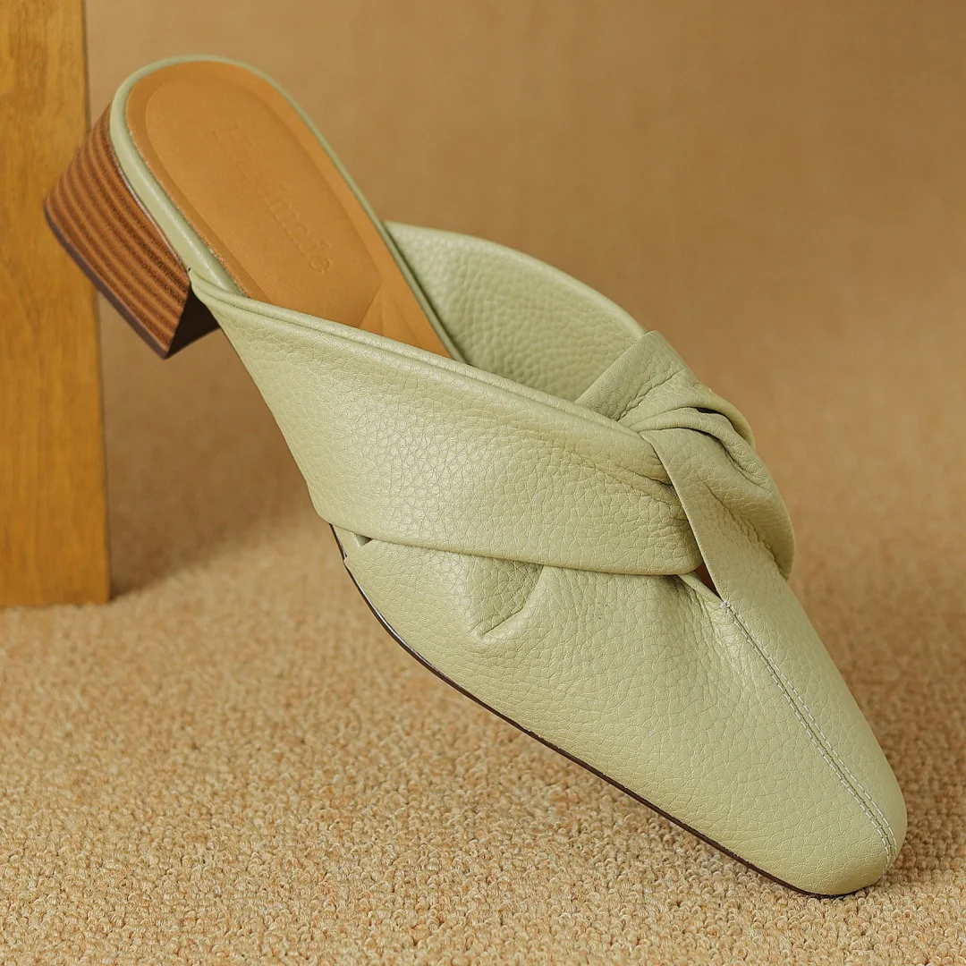Sandały damskie z owczej skóry, okrągłe, wsuwane, o grubości 4 cm, na niskim obcasie, miękkie, wygodne, eleganckie damskie buty codzienne dla kobiet