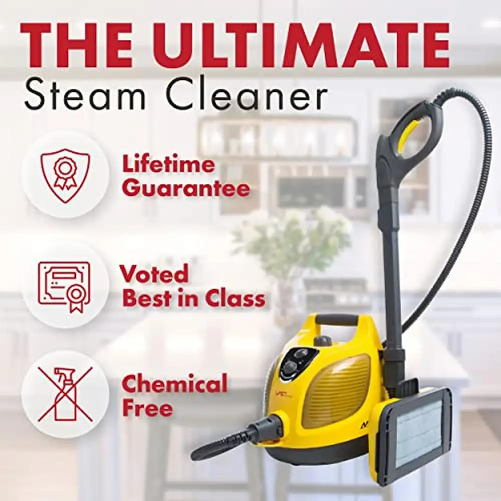 Professional-Grade Steam Cleaner with 20 Extensions Chemical-Free Sanitizing Auto Interiors Floors Furniture Turbo Pet Tool