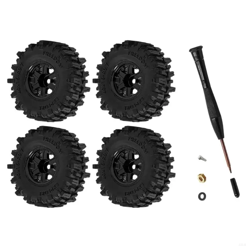 Packung mit 1 Satz SCX30 0,7-Zoll-Gummirädern mit Reifen mit festem Halt für funkgesteuerte Modelle Maßstab 1:30 A2UB – Detail 10