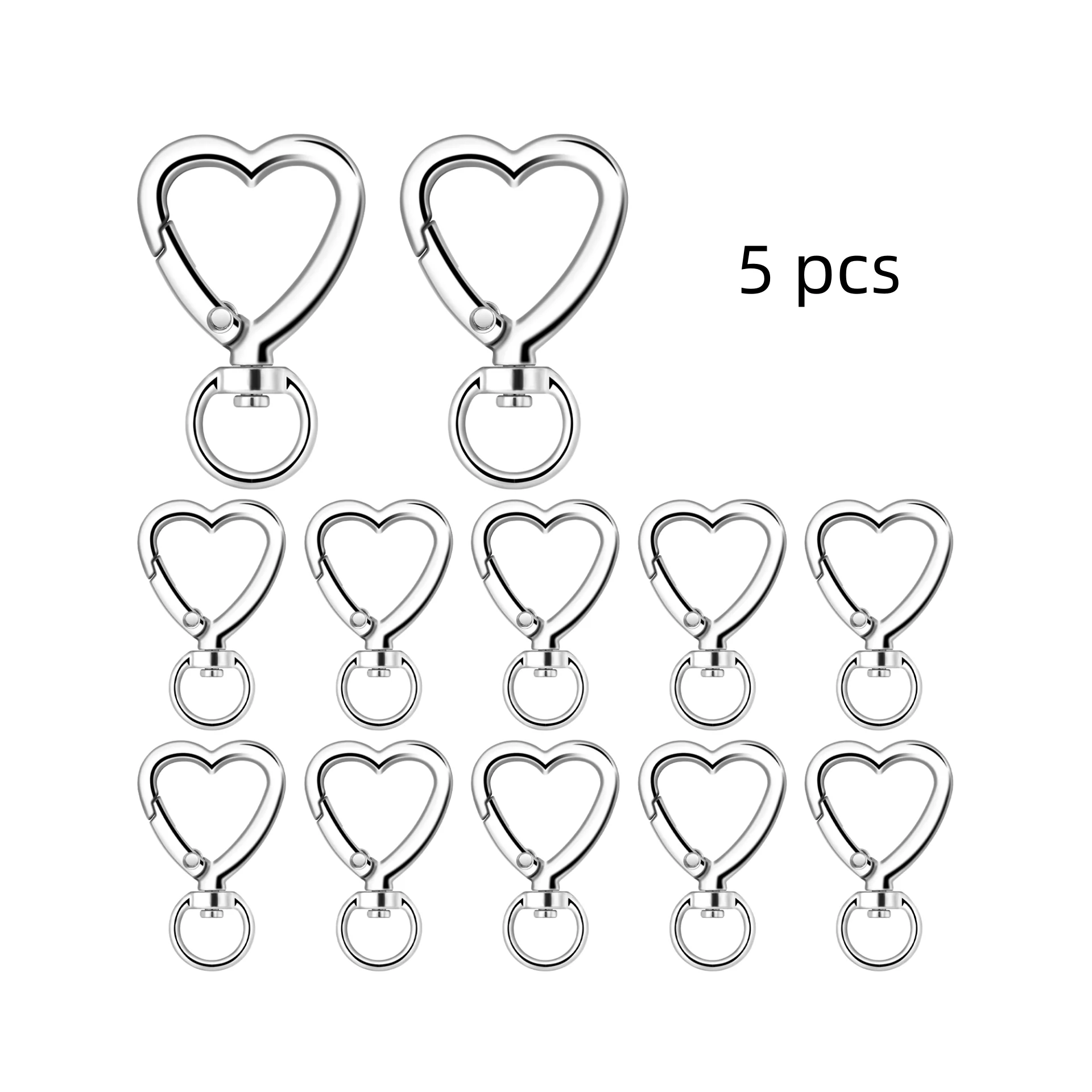 5Pcs Heart Shaped Metal Split Rings for Key Holders