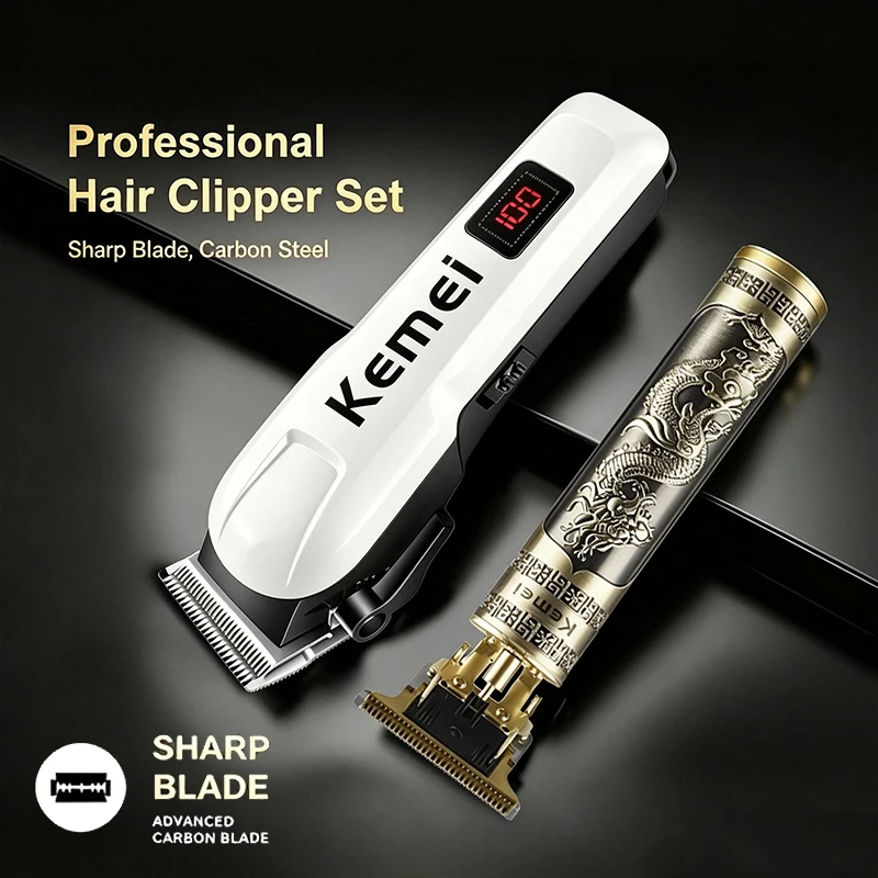 KEMEI KM-T9 KM-809A Hair Clipper UBS Rechargeable Cordless Beard Trimmer Powerful Electric Hair Clippers for Men