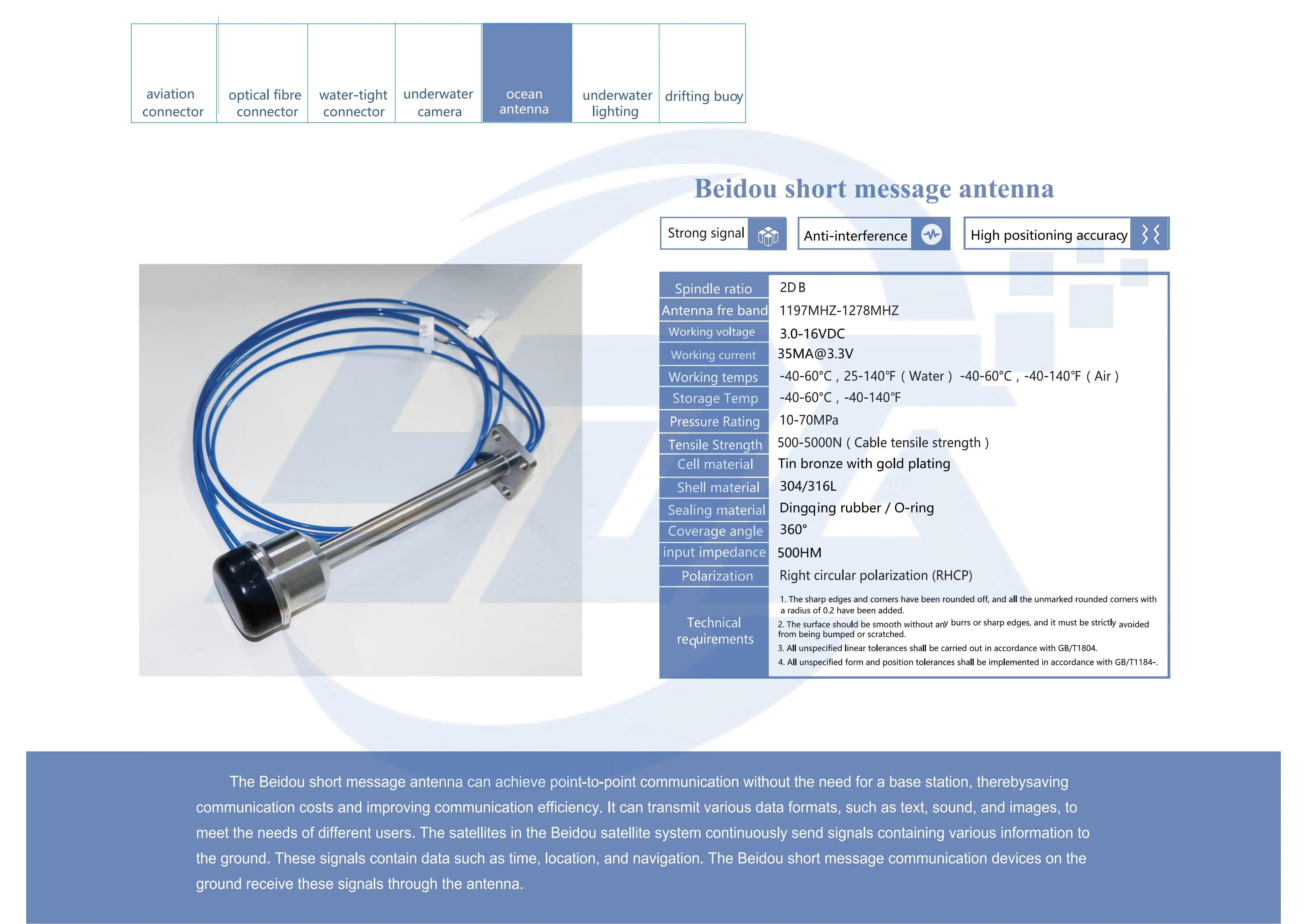 Beidou WIFI Series Short Message Multi-frequency Deep-sea Shallow Water Pressure-resistant Underwater Antenna Beacon