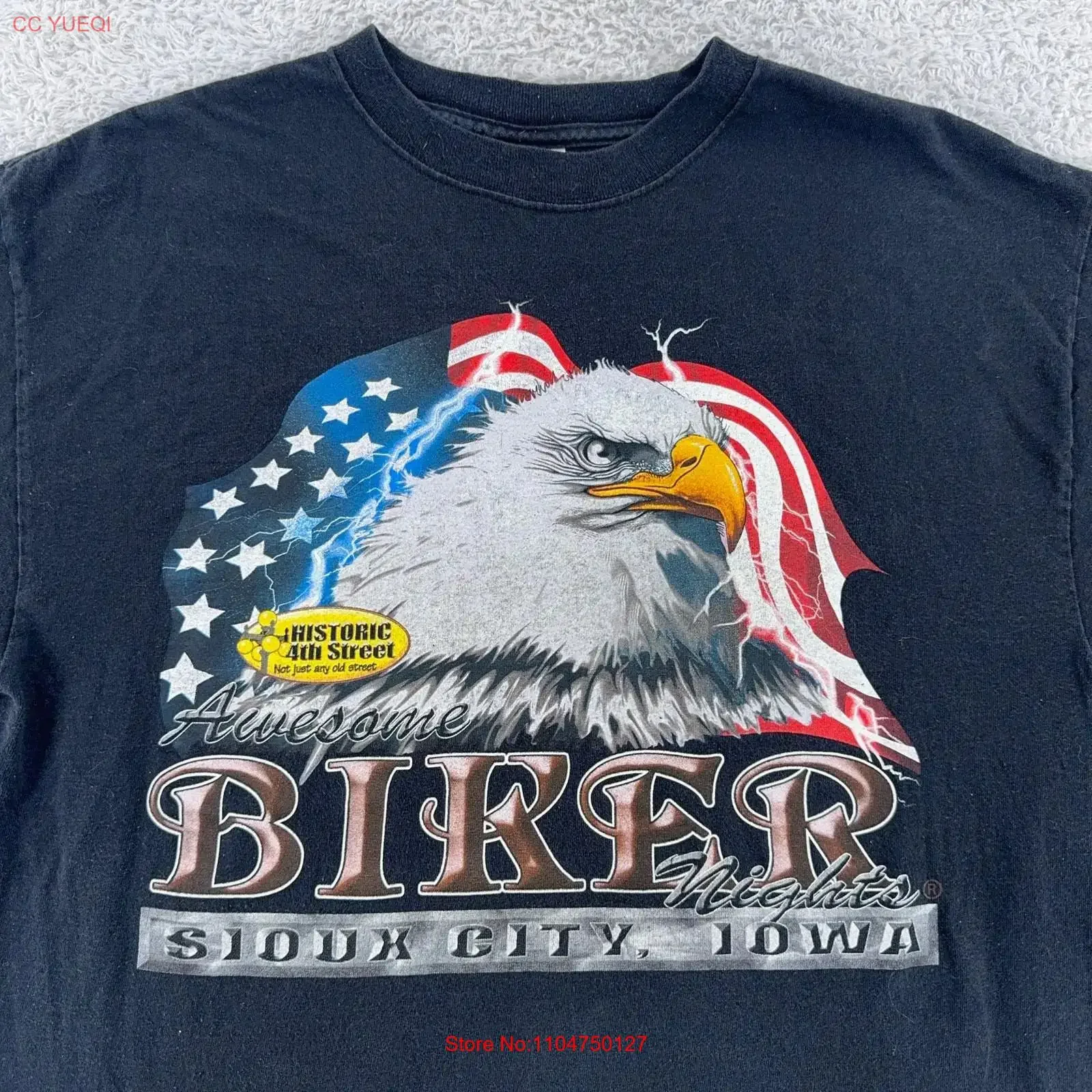 Vintage 2007 Sioux City Iowa Biker Nights Eagle T Shirt Size L USA vintage Washed Stylish streetwear Stretched Casual homme