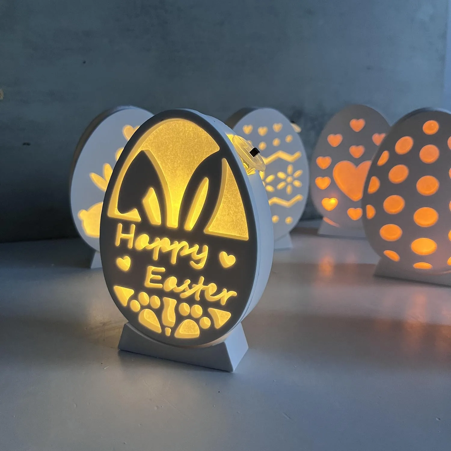 Hollow Easter Egg Shape Lamp Silhouette Silicone Mold DIY Gypsum Candle Base Plug-In Decorative Ornament Resin Mold Handicrafts