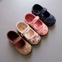 Floral Canvas Shoes Autumn Girls Kindergarten Indoor Footwear Shoe Soft Sole Anti-slip Kids Casual Shoe 1-8 Years Old.