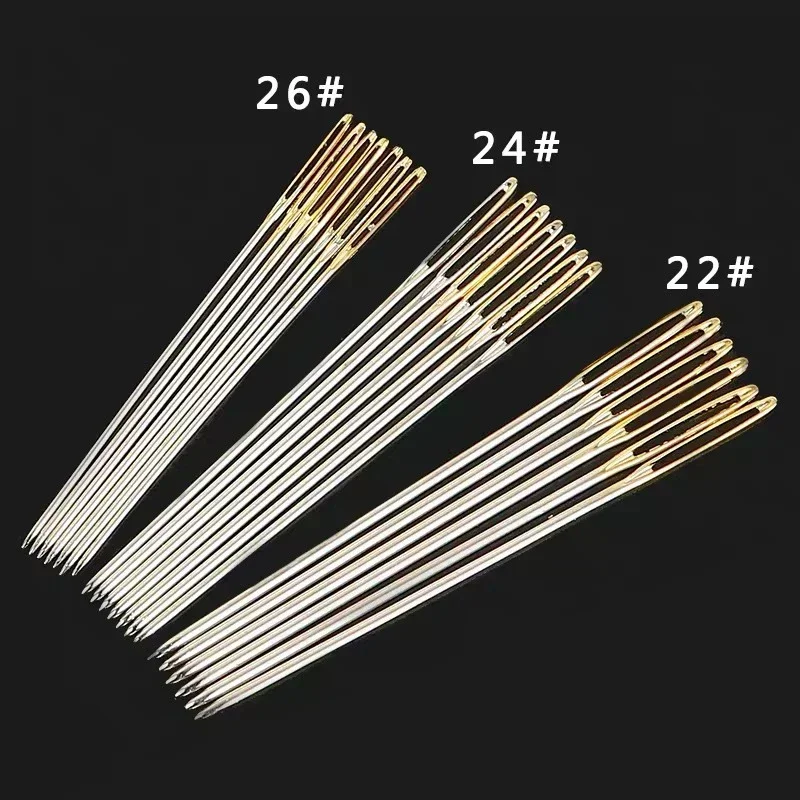 30/60 pezzi grandi occhi punti croce aghi con infila punto fai da te ricamo cucito infilare ago strumenti per cucire a mano