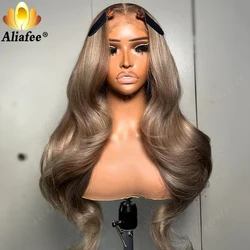 Highlight Milk Color Body Wave 13x6 Lace Frontal Wig Human Hair 13x4 Lace Front Wig Balayage Highlight Pre-plucked Remy Hair Wig