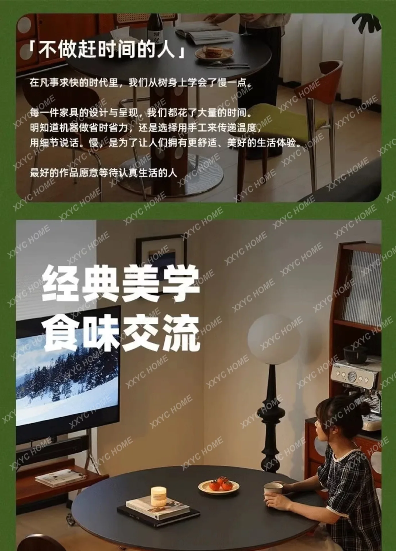 Medieval Round Table Retro Metal Legs Round Dining Table Solid Wood Rock Slab Dining Table