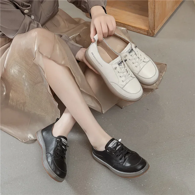 Top Layer Cowhide Women's Shoes Versatile Simple Autumn Leather Shoes Wenzhou