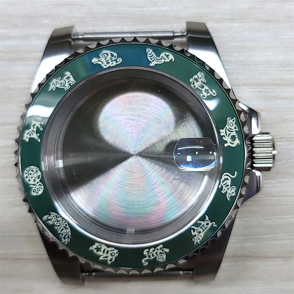 

Stainless Steel Watch Case 40MM with Luminous Bezel Sapphire Glass Case NH35 Watch Shell for NH35 Movement, Fit 29mm-28.5mm Dial