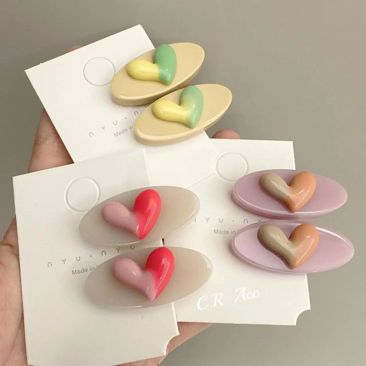 

Colorful acetic acid color matching heart bangs small hair clip duck beak clip