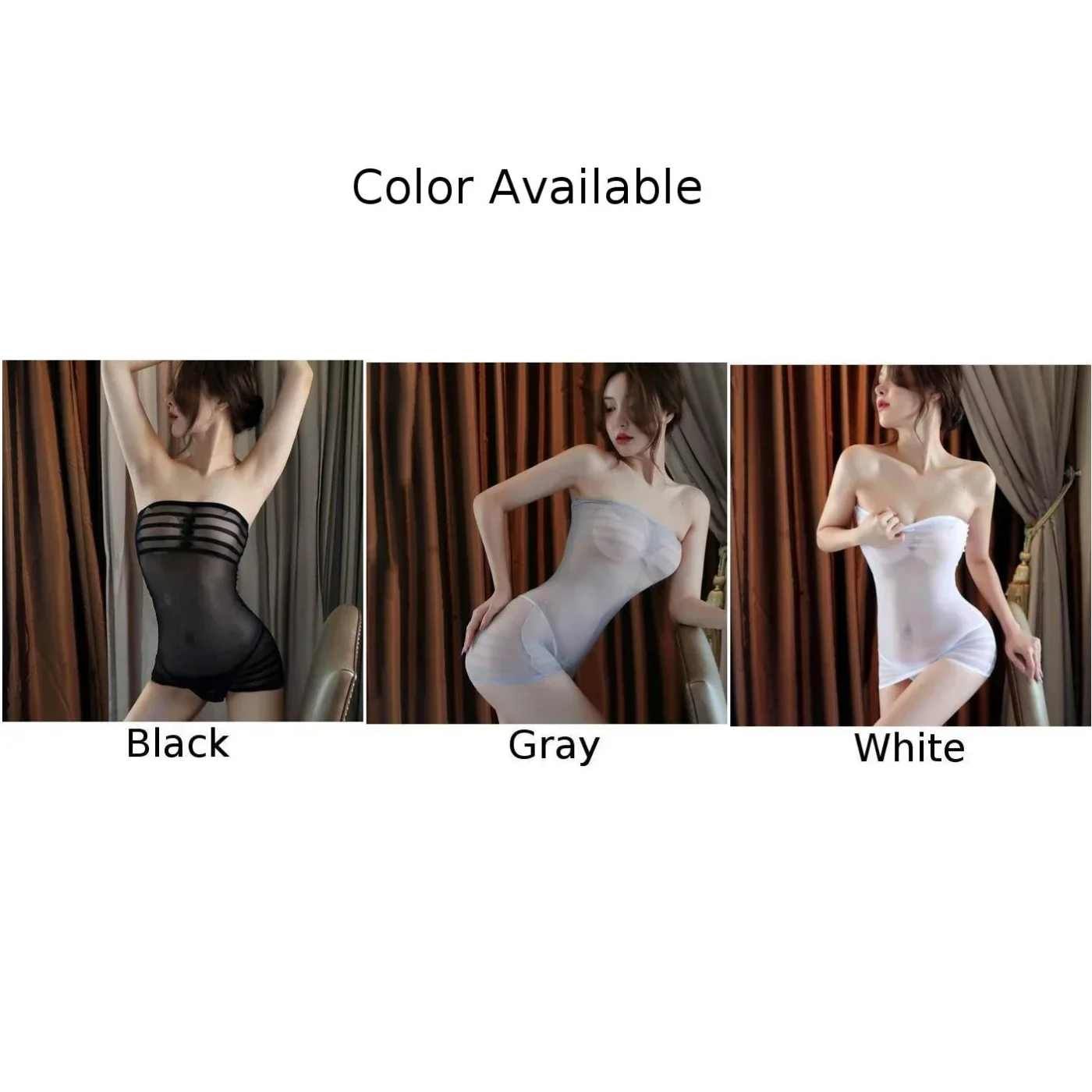 Female Women Dress White/Black/Gray 1 Pcs Nylon See-through Sleepwear Ultra-thin Brand New Durable And Practical