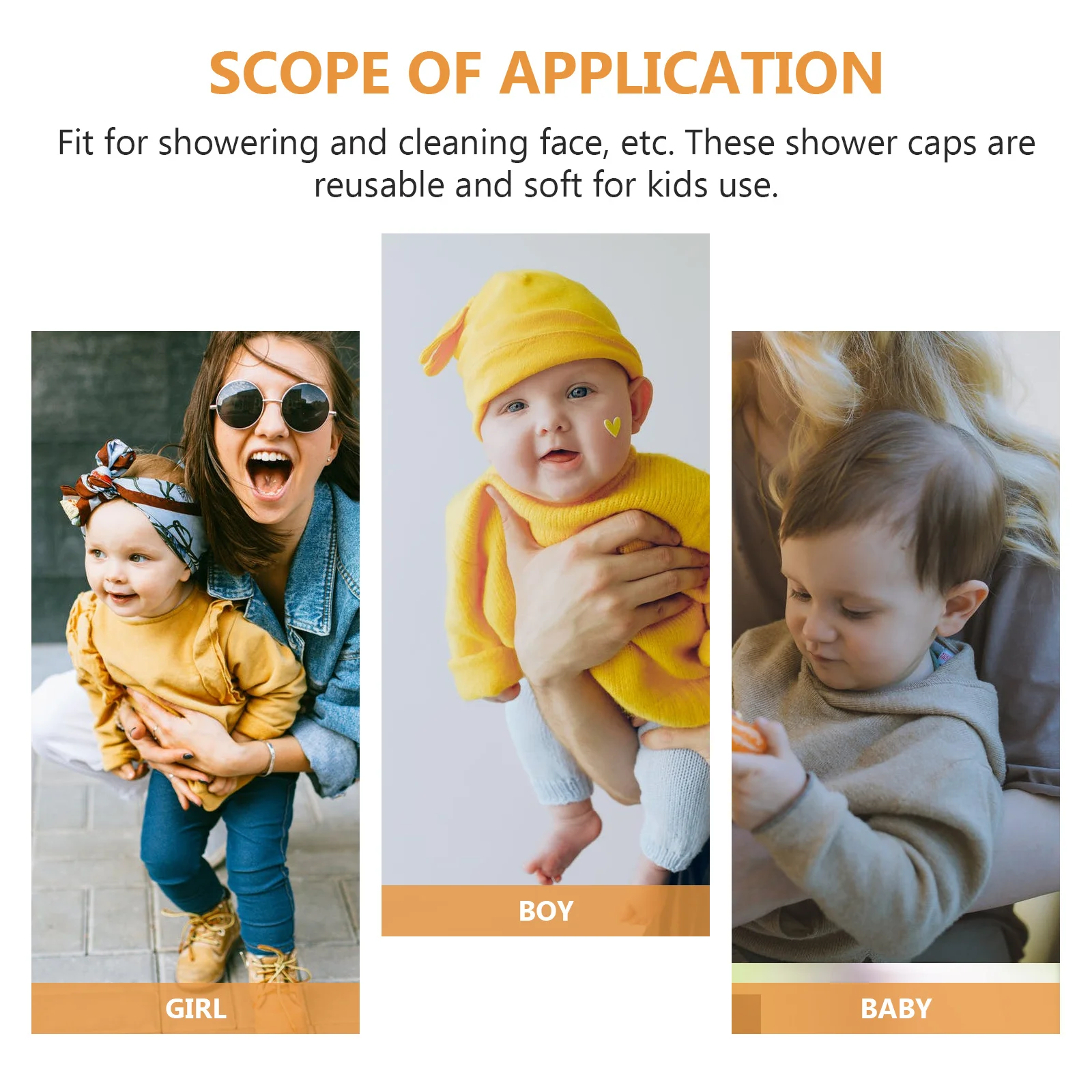 

2Pcs Children Shower Caps Waterproof Reusable Bath Hats for Kids Adjustable Elastic Hair Protection for Showering and Face