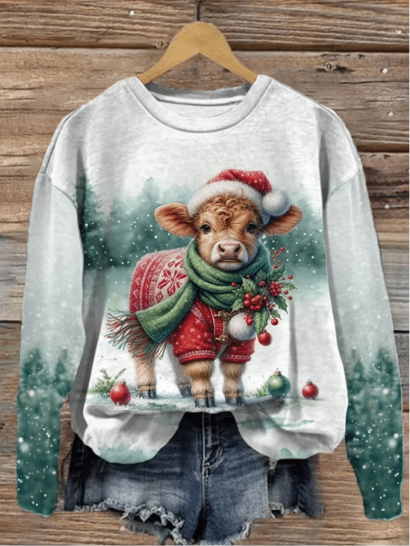 Christmas Women Sweatshirt Glitter Three Christmas Tree Merry Christmas Print Autumn Winter Holiday Party Casual Wear New Year