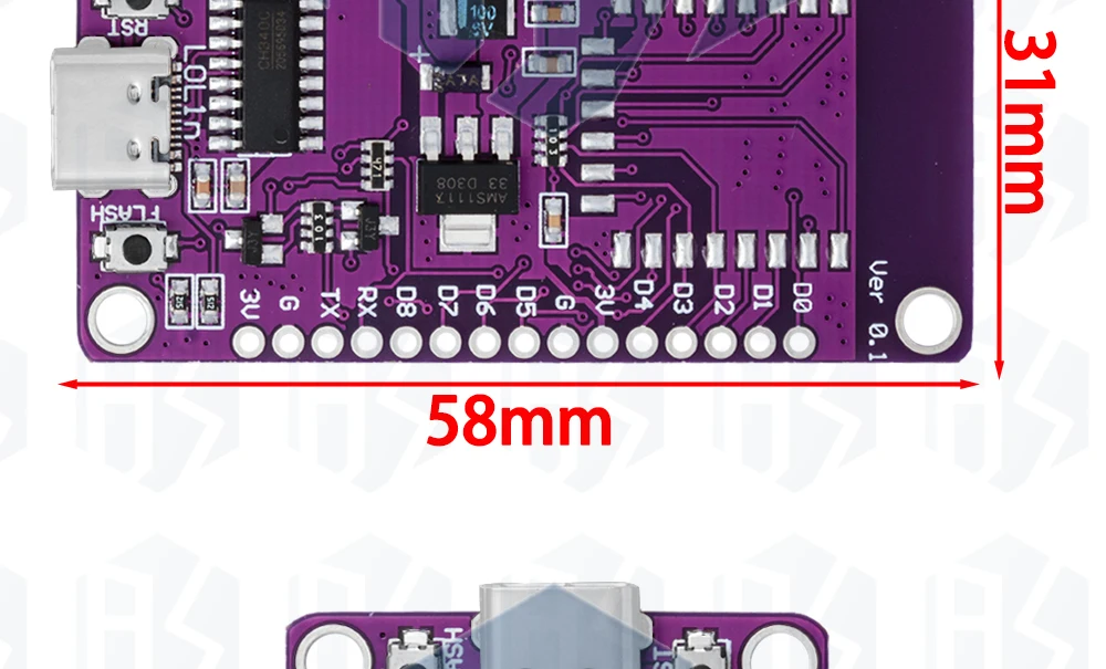 Typ-C USB Nodemcu Lua WiFi V3 ESP8266 Entwicklungsboard Serielles Drahtloses WiFi CH340 ESP-07 ESP-07S Modul für Arduino – Detail 26
