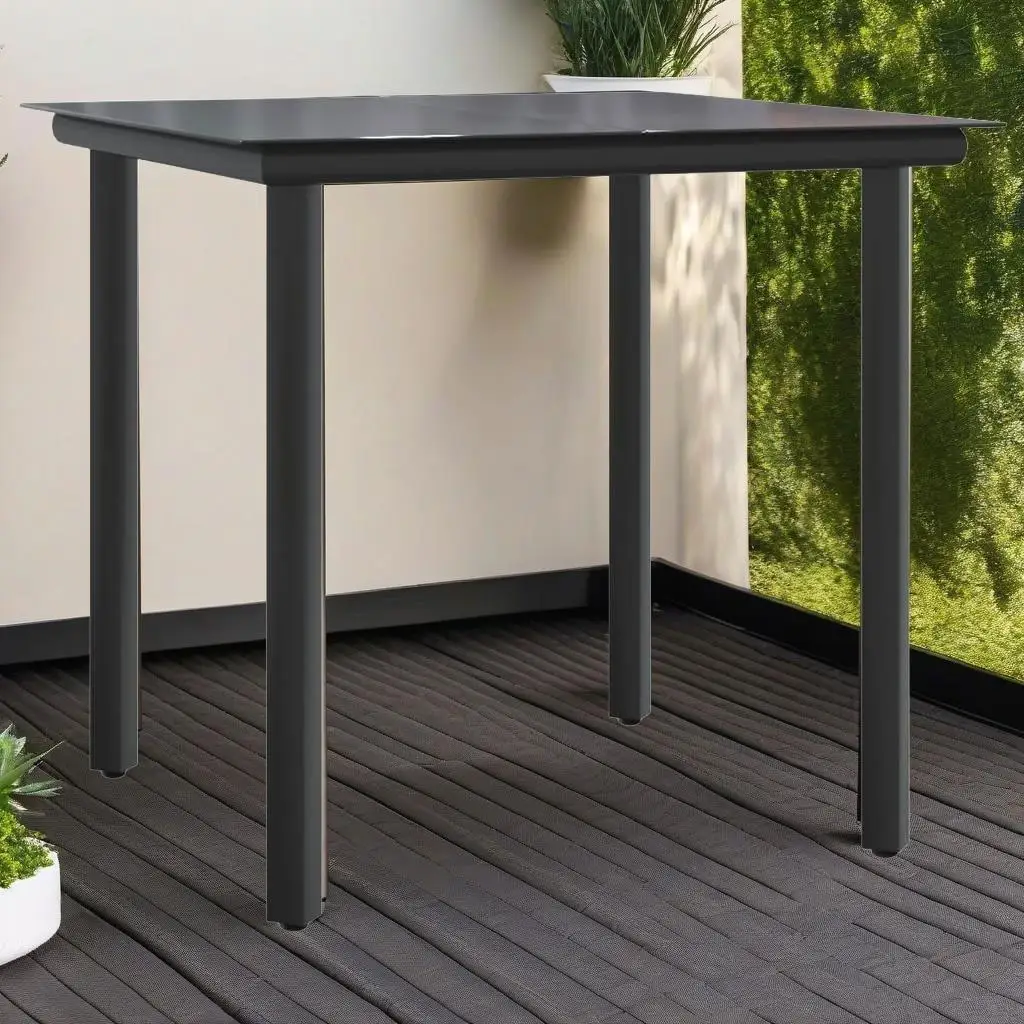 

3-Piece Gray Poly Rattan Bistro Set with Cushions - Outdoor Garden Furniture