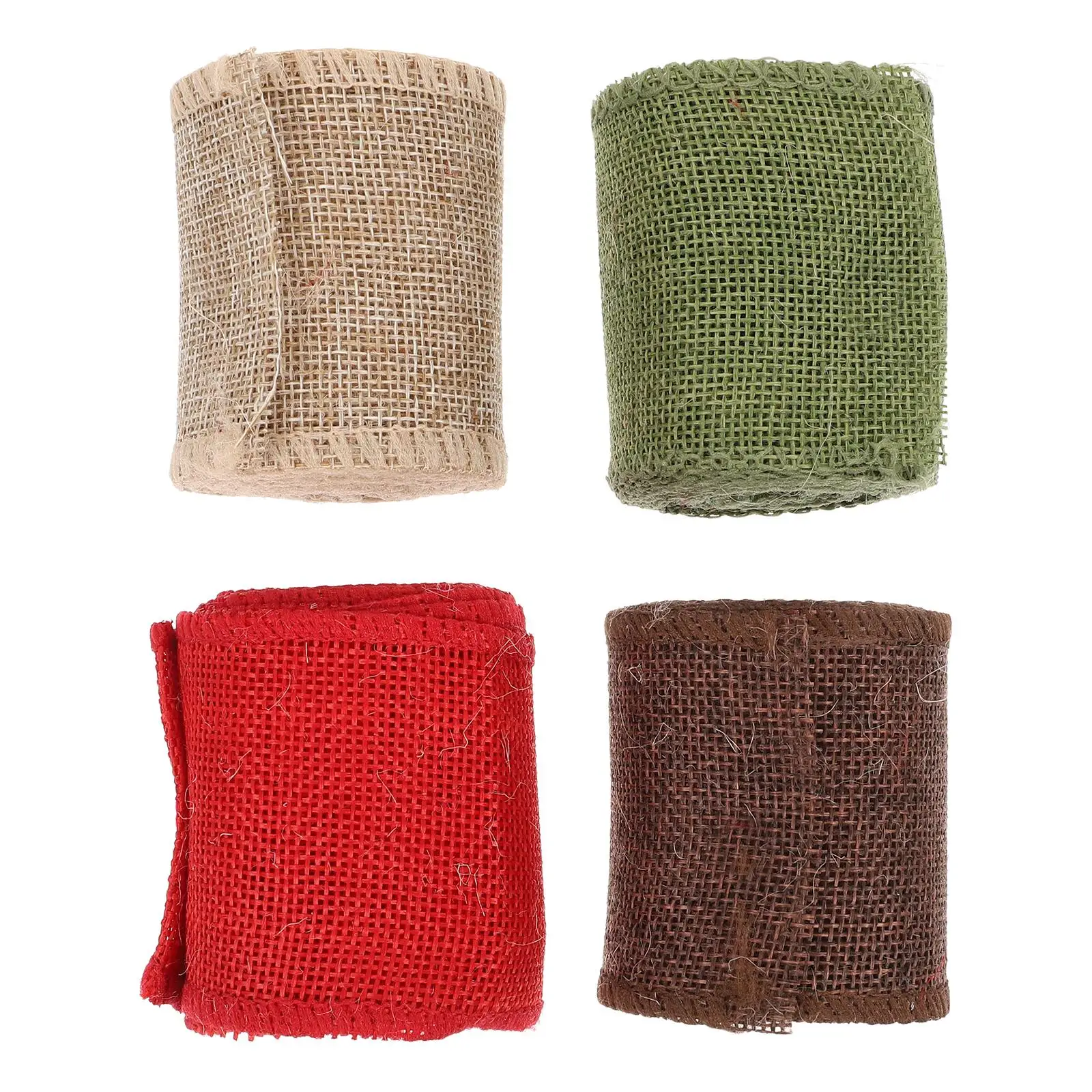 

Christmas Linen Webbing Ribbons 4 Rolls Ties Sewing Craft Making Printed Wreaths Gifts Wrapping DIY Ribbon Scene Layout