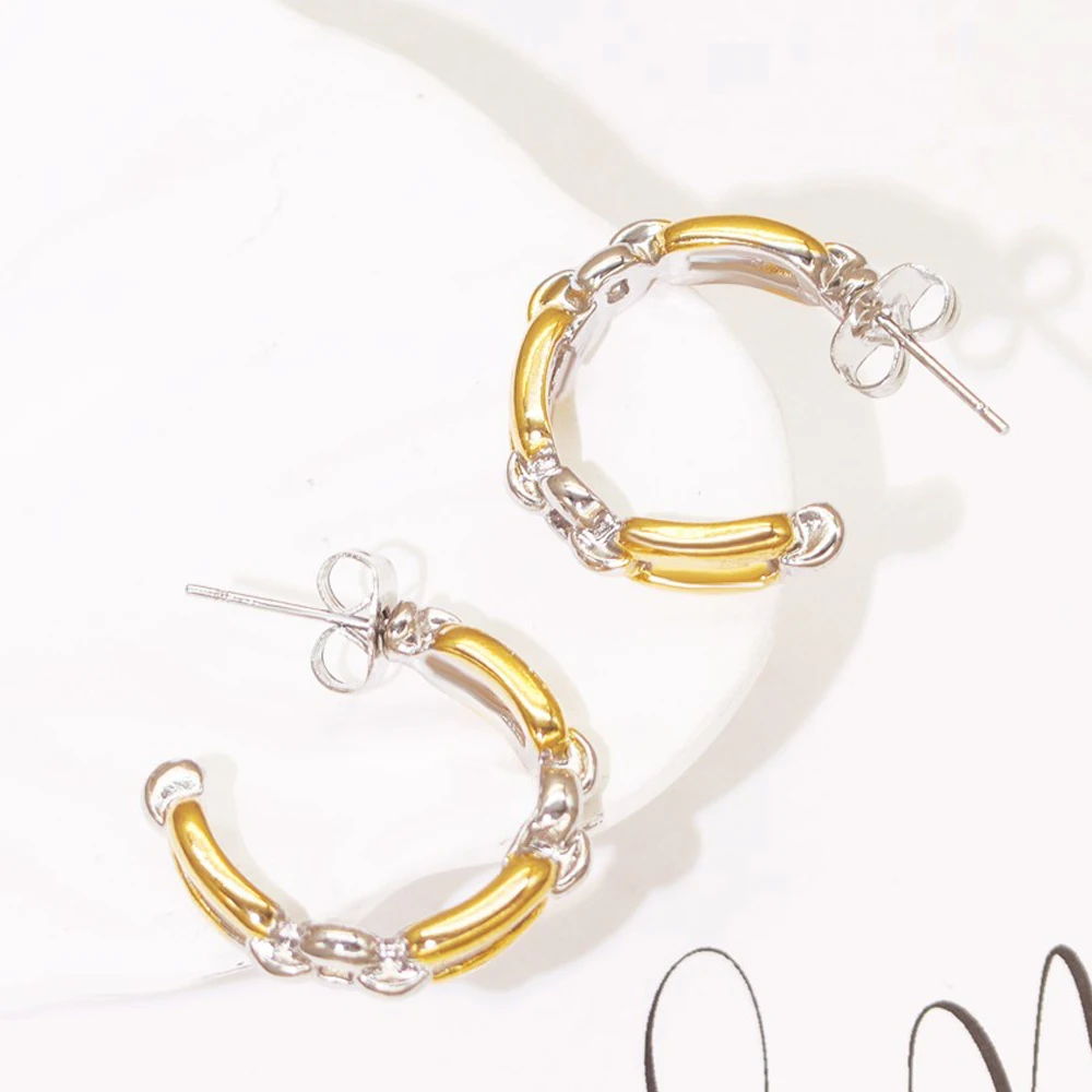 GZJPEI Two Tone Chain Jewelry Set Chunky Mixed Metal Link Ethiopia Dubai Women's Wedding Jewelry Christmas Gift 2025 Trendy New view 5