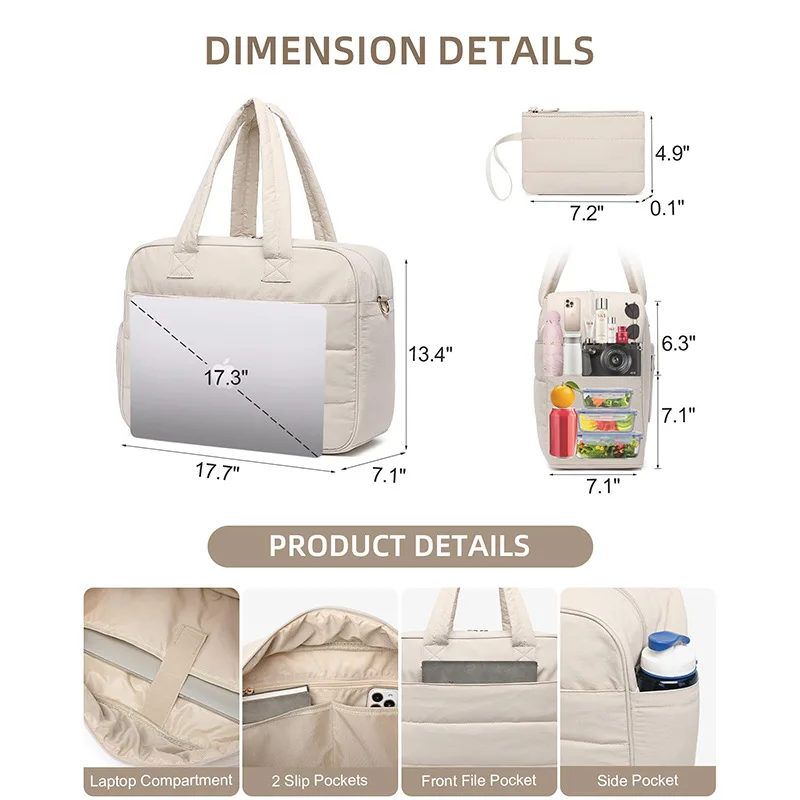 Lunch Travel Handbag Insulated Lunch Compartment Outdoor Camping Commuting Picnic Bag Female Portable Laptop Short Trip Tote Bag
