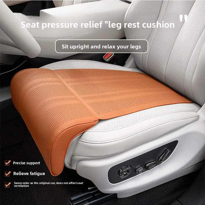Punch Breathable Nappa Leather Car Leg Support Pad, Universal Extended Foot Rest, Anti-slip Durable Auto Interior Accessory